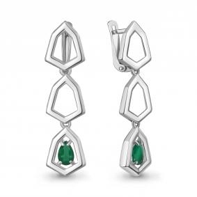Серебряные серьги AQUAMARINE А45016709 с агатом А45016709 фото
