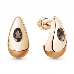 Серьги из золочёного серебра AQUAMARINE А45019601-п с кварцем А45019601-п фото