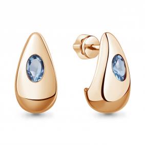 Серьги из золочёного серебра AQUAMARINE А45019605-п с топазом А45019605-п фото