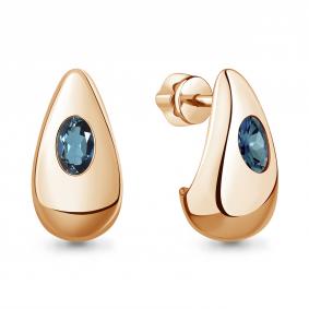 Серьги из золочёного серебра AQUAMARINE А45019608-п с Лондон топазом А45019608-п фото