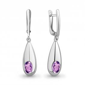 Серебряные серьги AQUAMARINE А45019704 с аметистом А45019704 фото