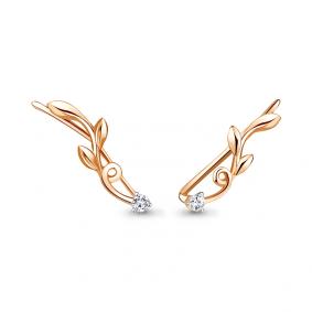 Серьги из золочёного серебра AQUAMARINE А45019А-п с фианитом А45019А-п фото