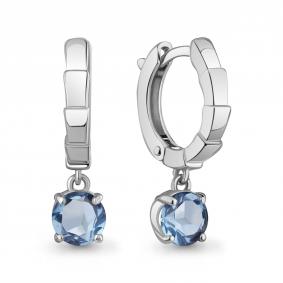 Серебряные серьги AQUAMARINE А45020105 с топазом А45020105 фото