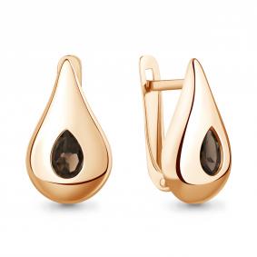 Серьги из золочёного серебра AQUAMARINE А45020301-п с кварцем А45020301-п фото