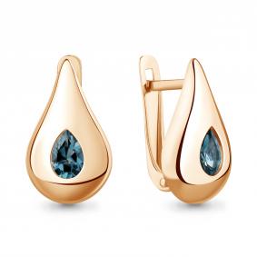 Серьги из золочёного серебра AQUAMARINE А45020308-п с Лондон топазом А45020308-п фото