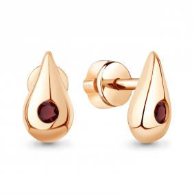 Серьги из золочёного серебра AQUAMARINE А45020503-п с гранатом А45020503-п фото