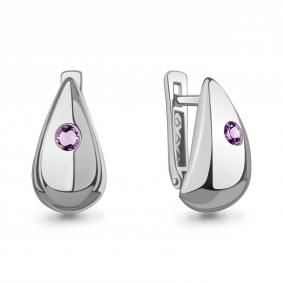 Серебряные серьги AQUAMARINE А45020604 с аметистом А45020604 фото