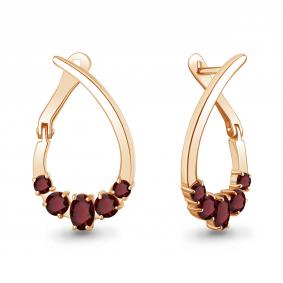 Серьги из золочёного серебра AQUAMARINE А45021203-п с гранатом А45021203-п фото