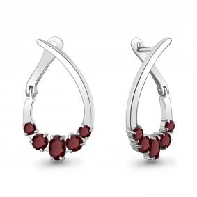 Серебряные серьги AQUAMARINE А45021203 с гранатом А45021203 фото