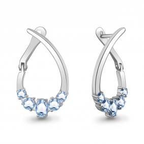 Серебряные серьги AQUAMARINE А45021205 с топазом А45021205 фото