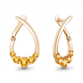Серьги из золочёного серебра AQUAMARINE А45021206-п с цитрином А45021206-п фото