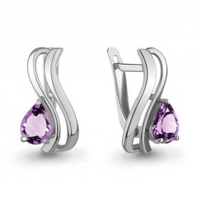 Серебряные серьги AQUAMARINE А45021504 с аметистом А45021504 фото
