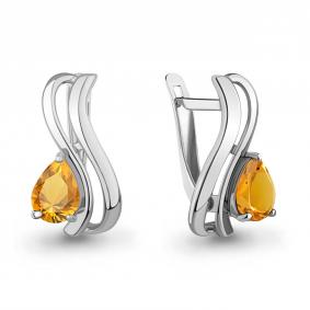Серебряные серьги AQUAMARINE А45021506 с цитрином А45021506 фото