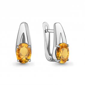 Серебряные серьги AQUAMARINE А45026506 с цитрином А45026506 фото