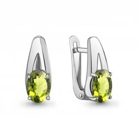 Серебряные серьги AQUAMARINE А45026507 с хризолитом А45026507 фото