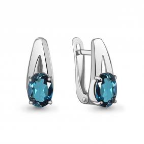 Серебряные серьги AQUAMARINE А45026508 с Лондон топазом А45026508 фото