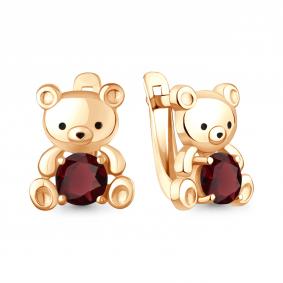 Серьги из золочёного серебра AQUAMARINE А45026603-п с гранатом и эмалью А45026603-п фото