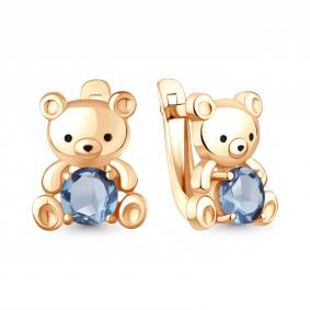 Серьги из золочёного серебра AQUAMARINE А45026605-п с топазом и эмалью А45026605-п фото