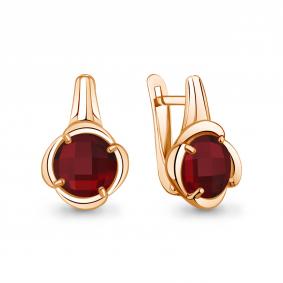 Серьги из золочёного серебра AQUAMARINE А45027385-п с гранатом А45027385-п фото