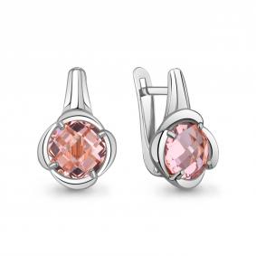 Серебряные серьги AQUAMARINE А45027390 с морганитом А45027390 фото