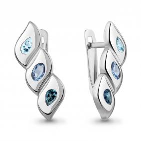 Серебряные серьги AQUAMARINE А45027666 с топазом и Лондон топазом А45027666 фото
