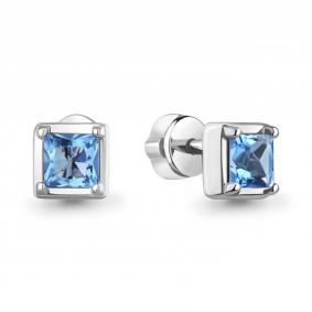 Серебряные серьги AQUAMARINE А45028005 с топазом А45028005 фото