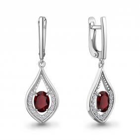 Серебряные серьги AQUAMARINE А45028403А с фианитом и гранатом А45028403А фото