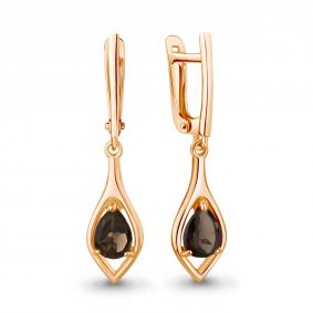Серьги из золочёного серебра AQUAMARINE А45028501-п с кварцем А45028501-п фото