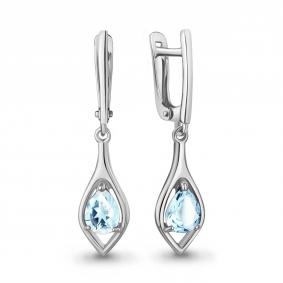 Серебряные серьги AQUAMARINE А45028502 с топазом А45028502 фото