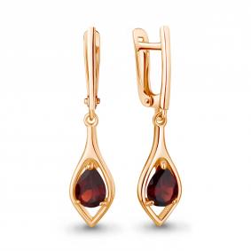 Серьги из золочёного серебра AQUAMARINE А45028503-п с гранатом А45028503-п фото