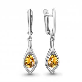 Серебряные серьги AQUAMARINE А45028506 с цитрином А45028506 фото