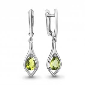 Серебряные серьги AQUAMARINE А45028507 с хризолитом А45028507 фото