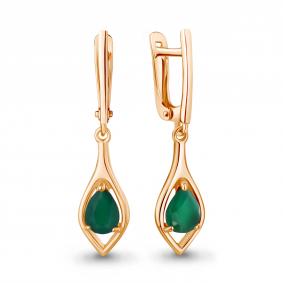 Серьги из золочёного серебра AQUAMARINE А45028509-п с агатом А45028509-п фото