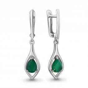 Серебряные серьги AQUAMARINE А45028509 с агатом А45028509 фото