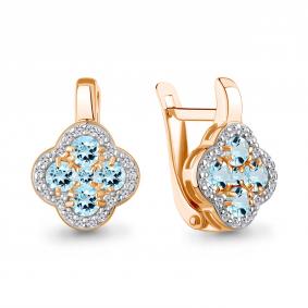 Серебряные серьги AQUAMARINE А45029302А-п с топазом и фианитом А45029302А-п фото