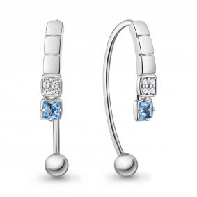 Серебряные серьги AQUAMARINE А45029905А с топазом и фианитом А45029905А фото