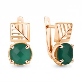 Серьги из золочёного серебра AQUAMARINE А45030109-п с агатом А45030109-п фото