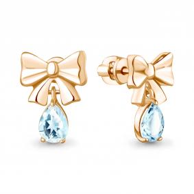 Серьги из золочёного серебра AQUAMARINE А45030602-п с топазом А45030602-п фото