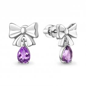 Серебряные серьги AQUAMARINE А45030604 с аметистом А45030604 фото