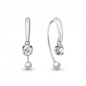 Серебряные серьги AQUAMARINE А450308 с фианитом А450308 фото