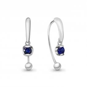 Серебряные серьги AQUAMARINE А450308Н с гидротермальным сапфиром А450308Н фото