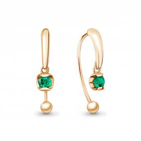 Серьги из золочёного серебра AQUAMARINE А450308П-п с гидротермальным изумрудом А450308П-п фото