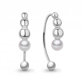 Серебряные серьги AQUAMARINE А450309 с жемчугом А450309 фото
