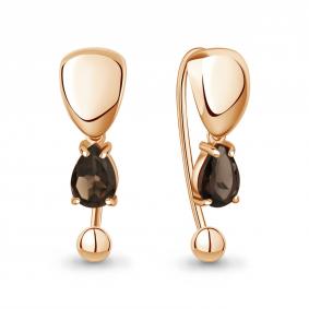 Серьги из золочёного серебра AQUAMARINE А45031101-п с кварцем А45031101-п фото