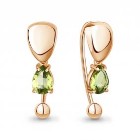 Серьги из золочёного серебра AQUAMARINE А45031107-п с хризолитом А45031107-п фото