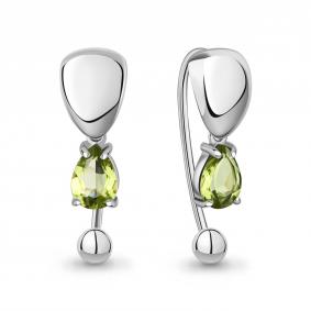 Серебряные серьги AQUAMARINE А45031107 с хризолитом А45031107 фото