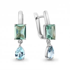 Серебряные серьги AQUAMARINE А450323541 с топазом и празиолитом А450323541 фото