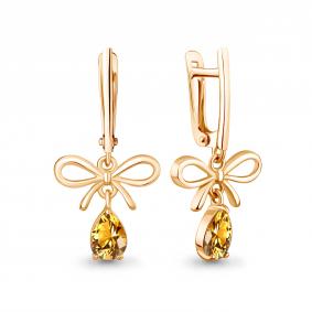 Серьги из золочёного серебра AQUAMARINE А45033606-п с цитрином А45033606-п фото