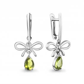 Серебряные серьги AQUAMARINE А45033607 с хризолитом А45033607 фото
