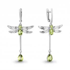Серебряные серьги AQUAMARINE А45034907 с хризолитом А45034907 фото